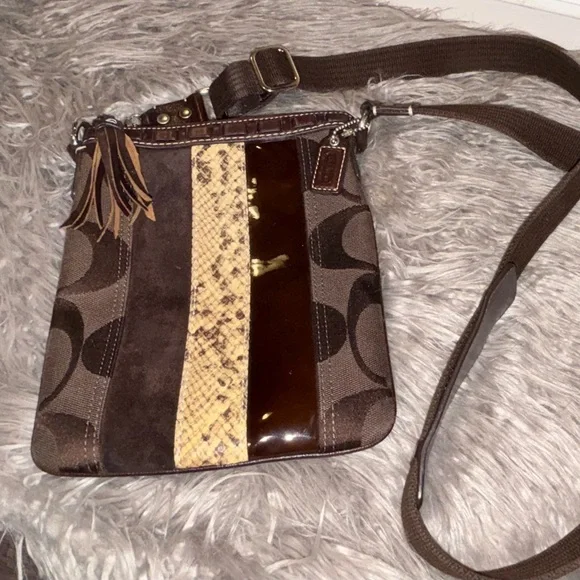 Coach Brown Sig C Swingpack Snake/Suede/Patent Leather - 2006 - Picture 1 of 7